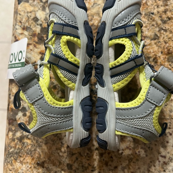 UOVO Gray and Yellow Sandals with Closed Toe and Velcro Straps - Picture 4 of 10